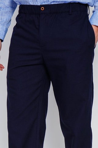 Pantalon droit en lin - Bleu marine