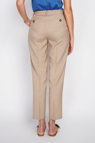 Pantalon droit 7/8 en lin taille haute - Beige