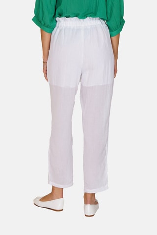 Pantalon taille haute en lin 
Blanc