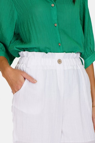 Pantalon taille haute en lin 
Blanc