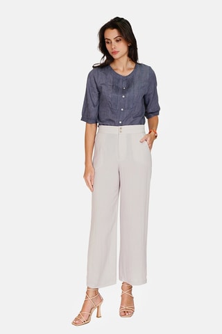 Pantalon wide legs en lin 
Blanc