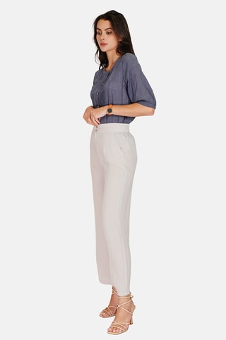 Pantalon wide legs en lin 
Blanc