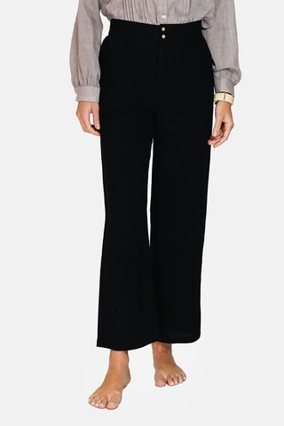 Pantalon taille haute en lin 
Noir