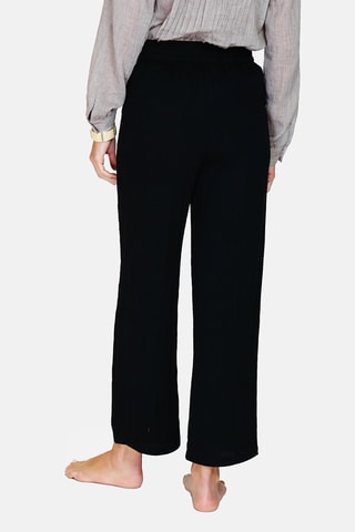 Pantalon taille haute en lin 
Noir