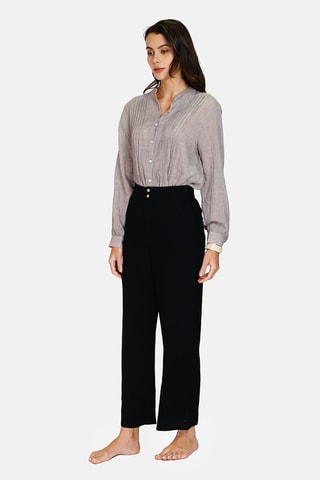 Pantalon taille haute en lin 
Noir