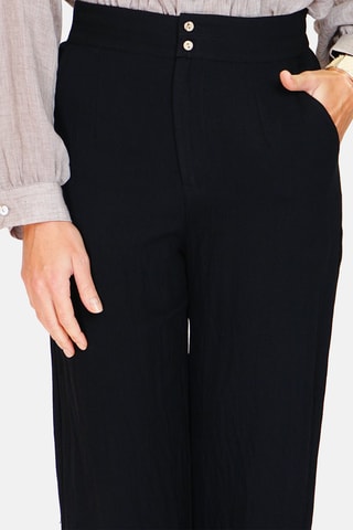Pantalon taille haute en lin 
Noir