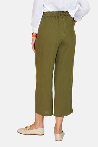 Pantalon taille haute en lin 
Vert