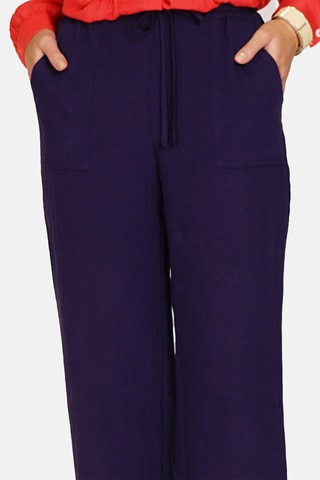Pantalon taille haute en lin 
Bleu