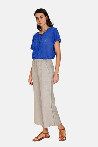 Pantalon wide legs en lin 
Beige