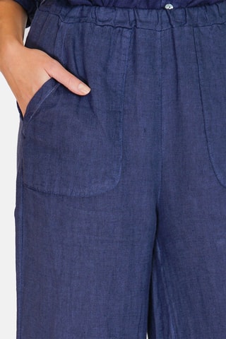 Pantalon wide legs en lin 
Bleu