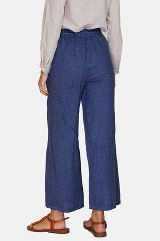 Pantalon taille haute en lin 
Bleu