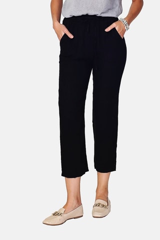 Pantalon wide legs en lin 
Noir