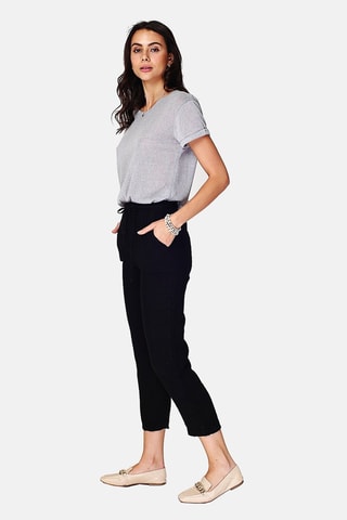 Pantalon wide legs en lin 
Noir