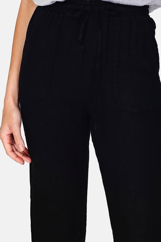 Pantalon wide legs en lin 
Noir
