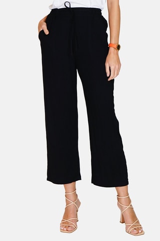 Pantalon taille haute en lin 
Noir