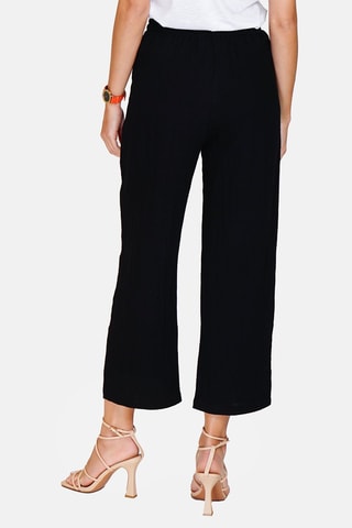 Pantalon taille haute en lin 
Noir