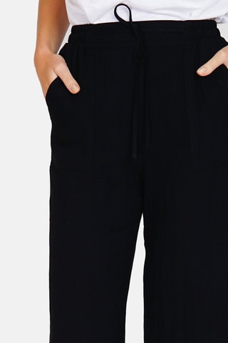 Pantalon taille haute en lin 
Noir