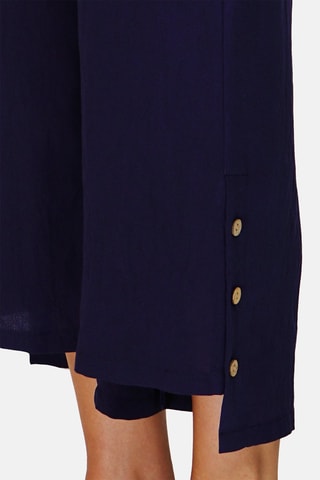 Pantalon wide legs en lin 
Bleu marine