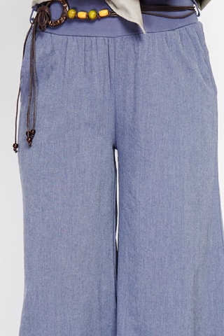 Pantalon taille haute en lin - Bleu
