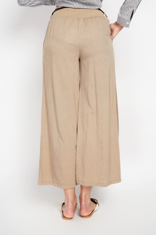 Pantalon taille haute en lin - Camel