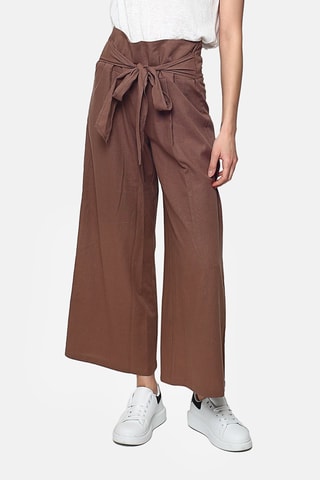 Pantalon wide legs en lin 
Marron