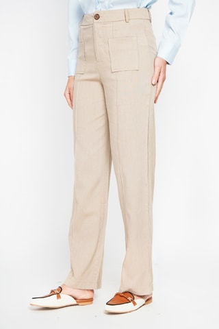 Pantalon droit en lin - Camel