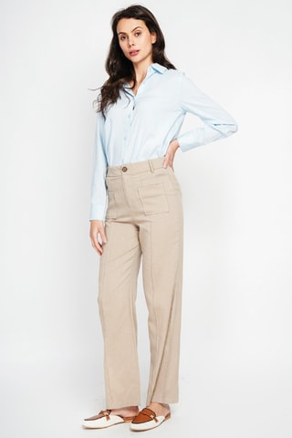Pantalon droit en lin - Camel