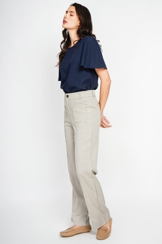 Pantalon droit en lin - Kaki clair