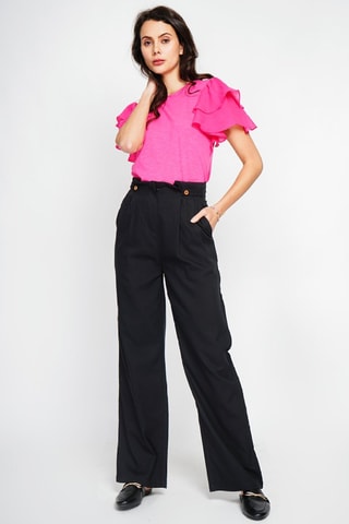 Pantalon taille haute en lin - Noir