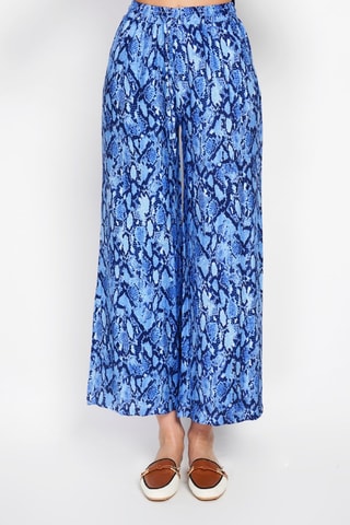 Pantalon taille haute en lin - Bleu