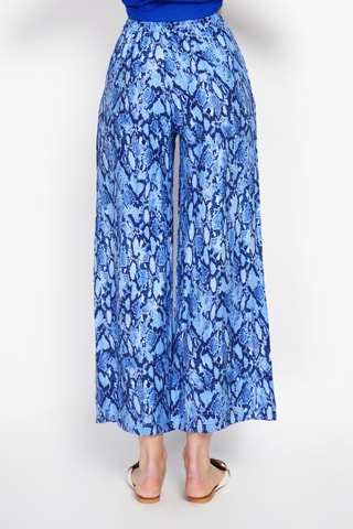 Pantalon taille haute en lin - Bleu