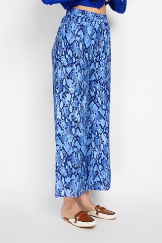 Pantalon taille haute en lin - Bleu