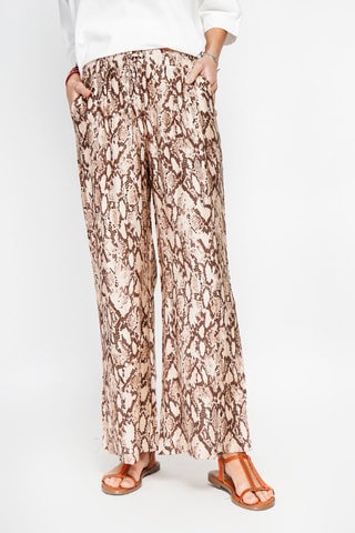 Pantalon taille haute en lin - Camel