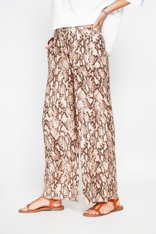 Pantalon taille haute en lin - Camel