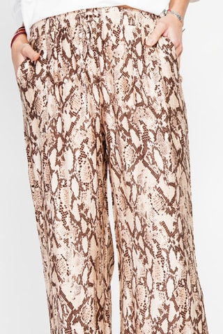 Pantalon taille haute en lin - Camel