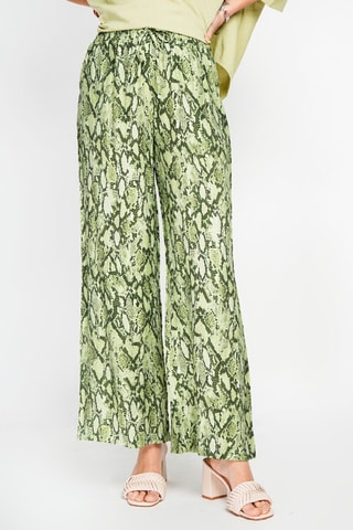 Pantalon taille haute en lin - Kaki clair
