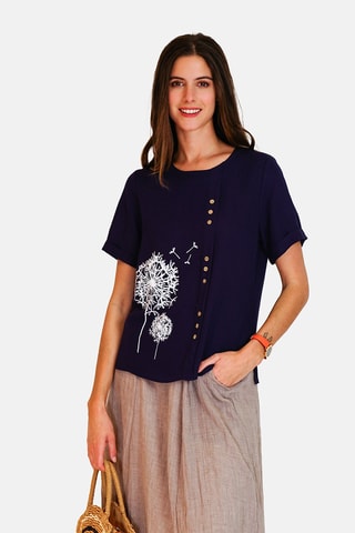 Top en lin 
Bleu marine