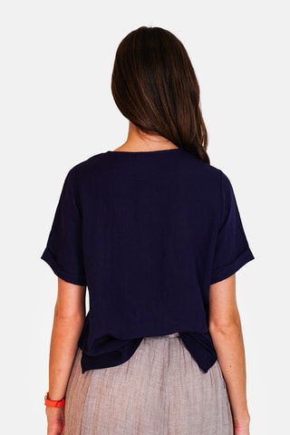 Top en lin 
Bleu marine