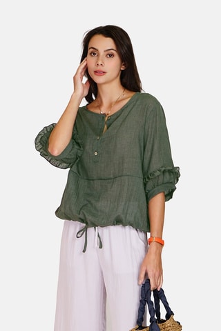 Top en lin 
Vert