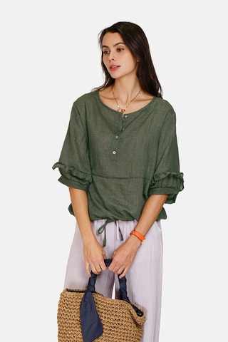 Top en lin 
Vert