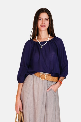 Top en lin 
Bleu