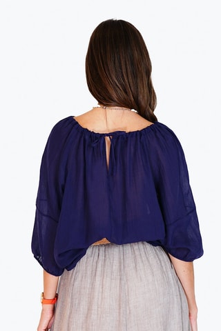 Top en lin 
Bleu