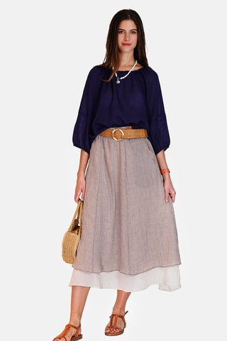 Top en lin 
Bleu