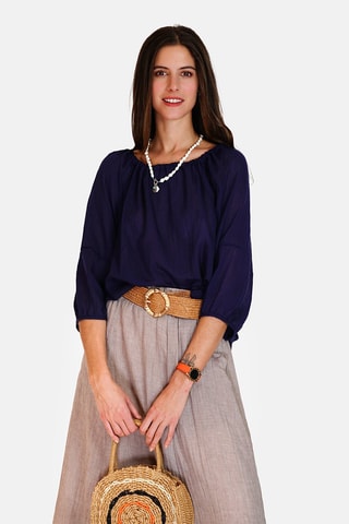 Top en lin 
Bleu