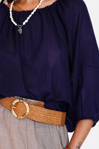 Top en lin 
Bleu