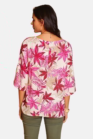 Top en lin - Fuschia et beige
