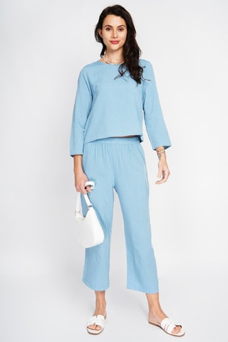 Top et pantalon en lin - Bleu