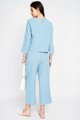 Top et pantalon en lin - Bleu