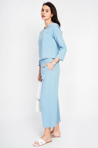 Top et pantalon en lin - Bleu