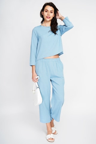 Top et pantalon en lin - Bleu
